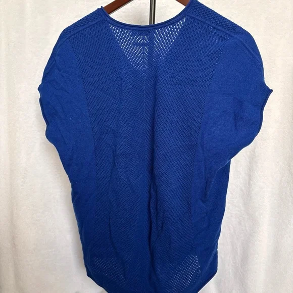 Vince Royal Blue Mesh Cashmere Sweater V-Neck Top XXS - Picture 5 of 6